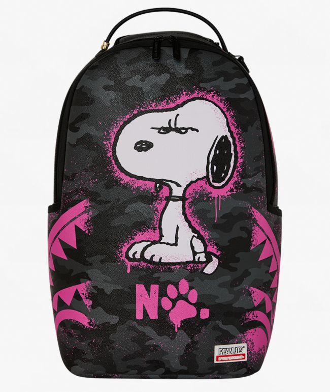 Sprayground X Peanuts Snoopy Pink Stencil Grey Camo Backpack - Sprayground