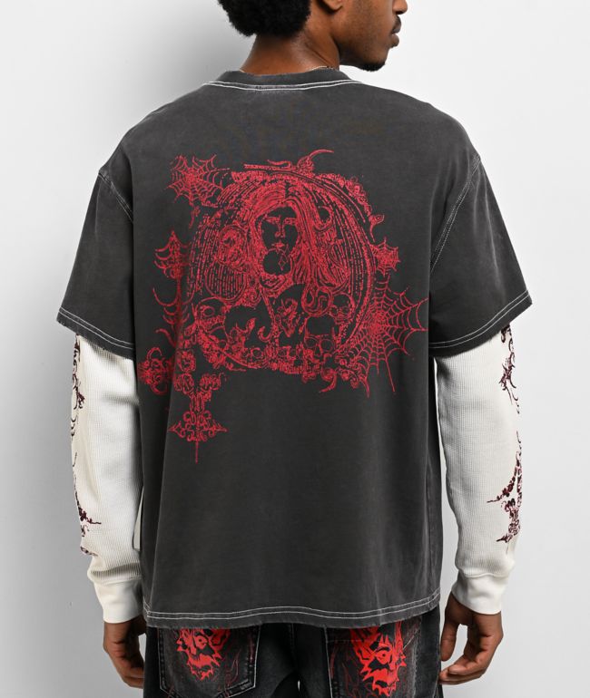 Vitriol Brutal Grey & Off White 2fer Long Sleeve T-Shirt - Vitriol