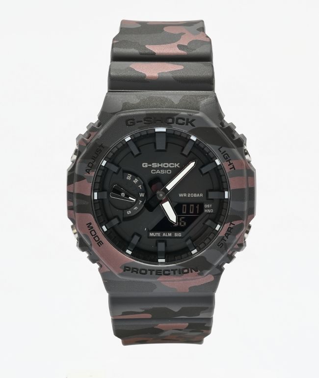 G-Shock GA2100CM-8A Black & Red Camo Analog & Digital Watch - G-Shock