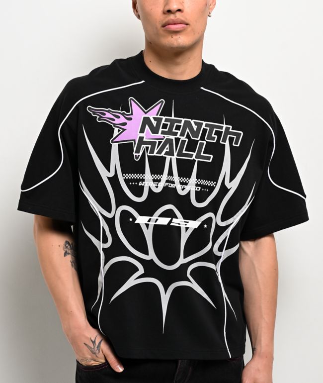 Ninth Hall Criminal Jersey Black Crop T-Shirt - Ninth Hall