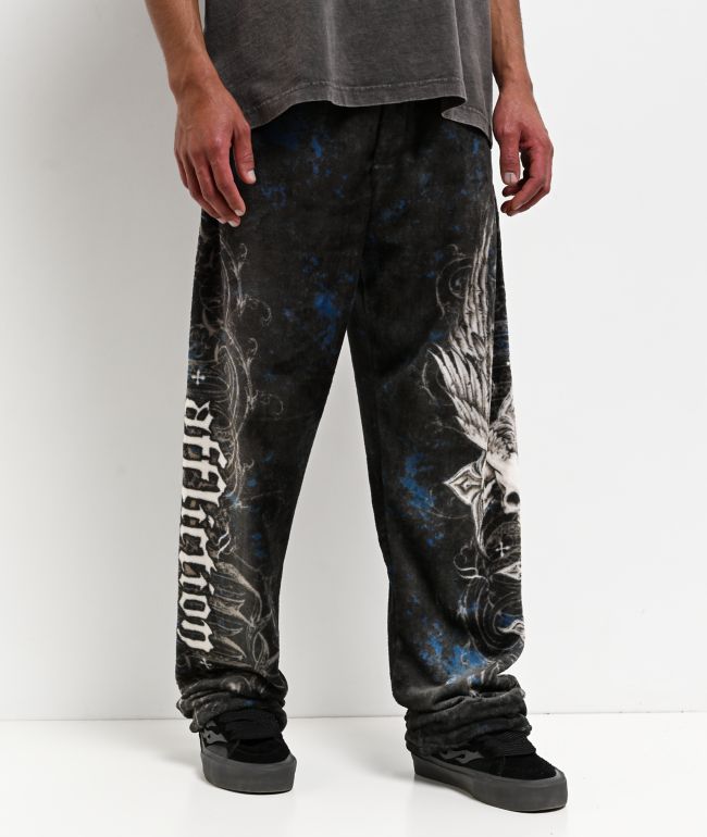 Affliction Death Eyes Black Plush Lounge Pants - Affliction