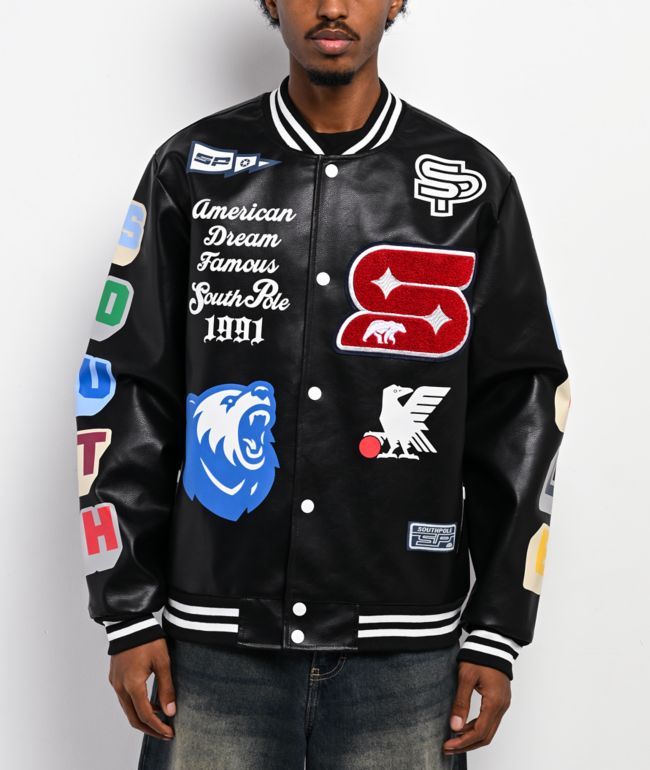 Southpole Varsity Black Bomber Jacket - Southpole