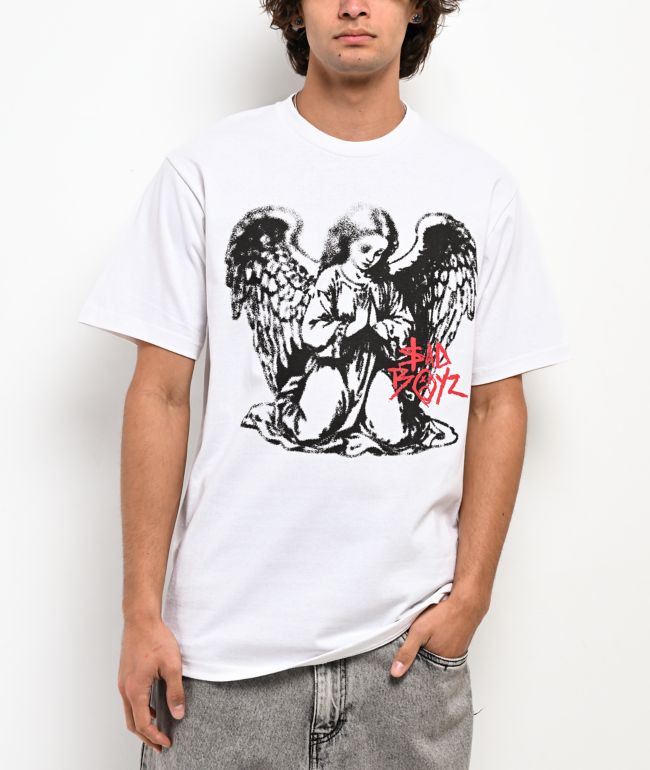 $AD BOYZ by Junior H Praying Angel White T-Shirt - SAD BOYZ