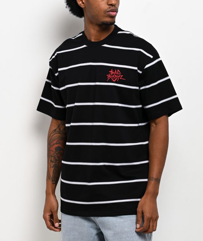 $AD BOYZ by Junior H Stripe Black T-Shirt - SAD BOYZ
