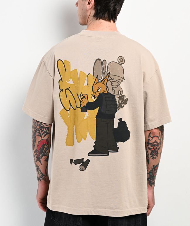 Empyre Backstreet Cat Tan Boxy T-Shirt - Empyre