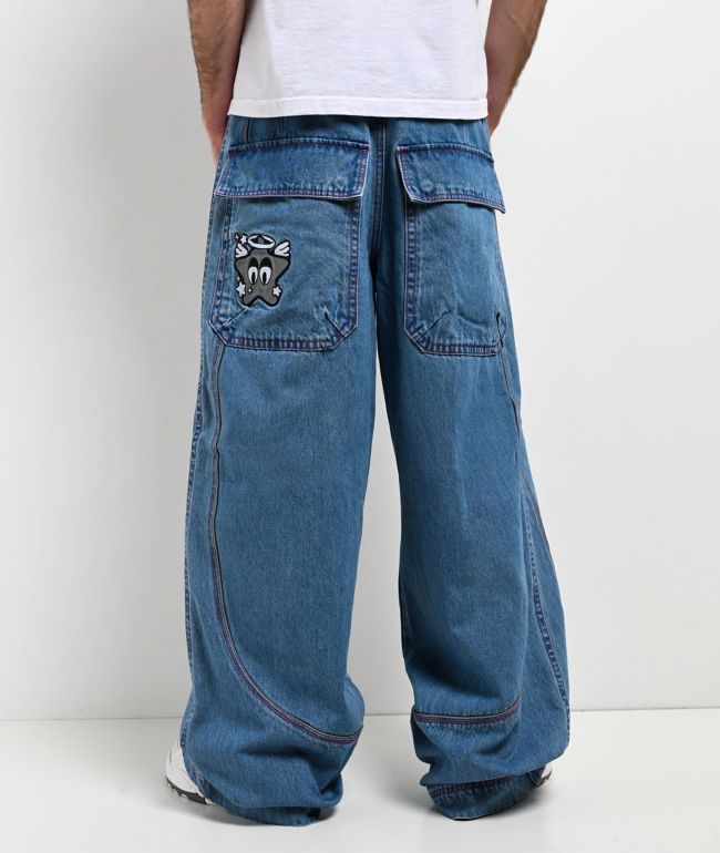 A.LAB Mega Piped Blue & Pink Jeans - A.LAB