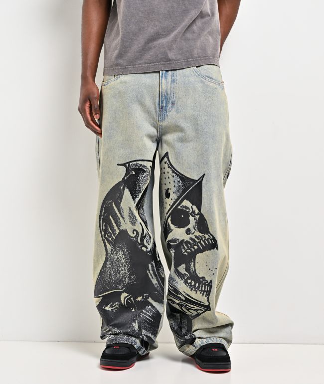 Vitriol Void Wrecked Light Blue Wash Ultra Wide Jeans - Vitriol