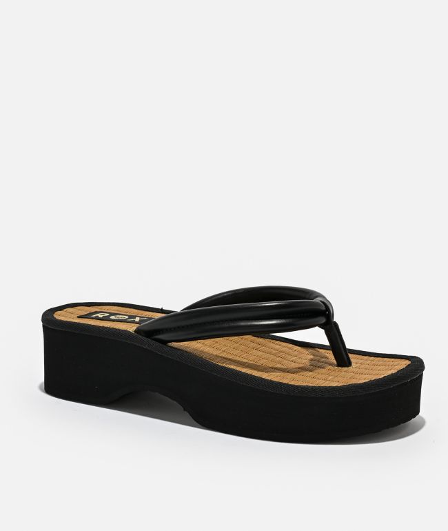 Roxy Ryana 26' Black Platform Sandals - Roxy