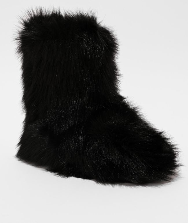Wild Diva Melanie Black Fur Boots