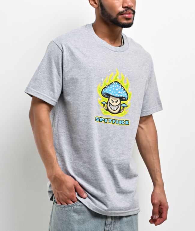 Spitfire Mushroom Big Head Heather Grey T-Shirt - Spitfire