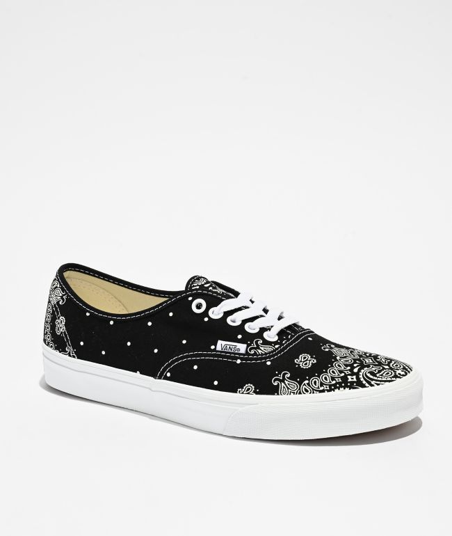 Vans Authentic Bandana Black & White Skate Shoes - Vans