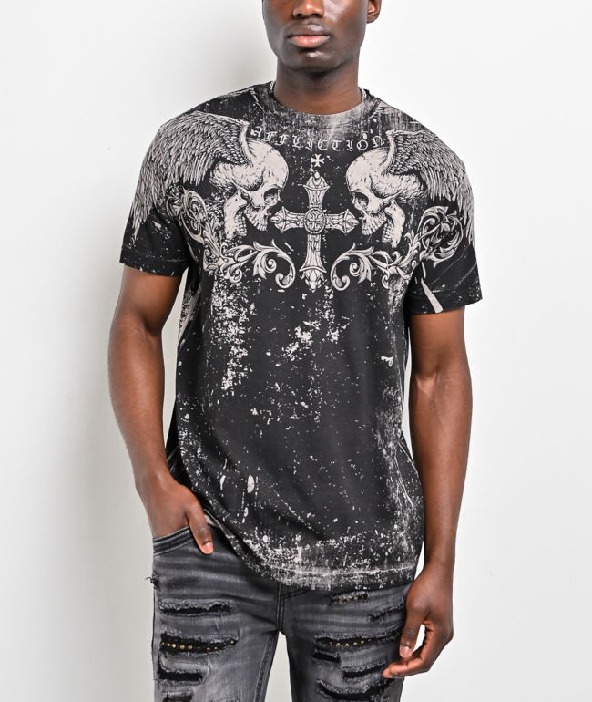 Affliction Death Trial Silver Lava Wash Reversible T-Shirt - Affliction