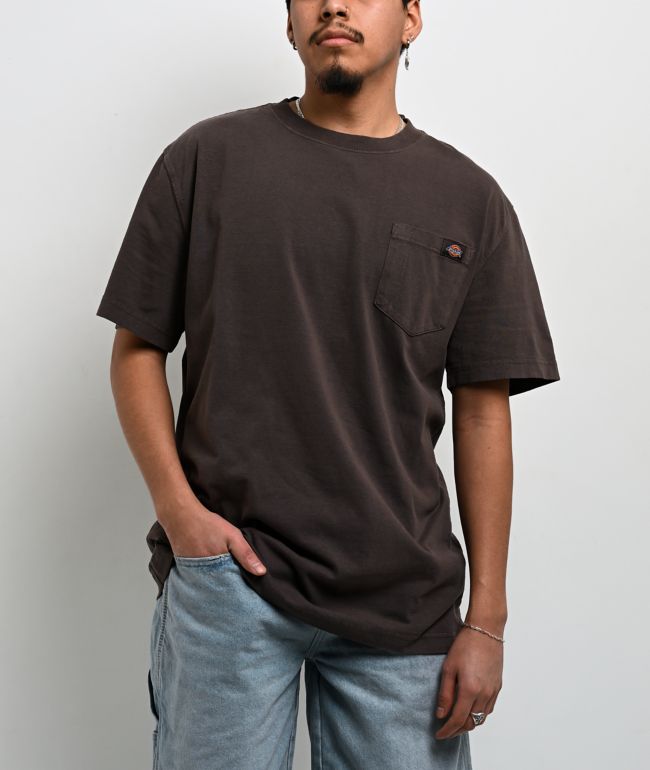 Dickies Pigment Dye Brown Heavyweight Pocket T-Shirt - Dickies