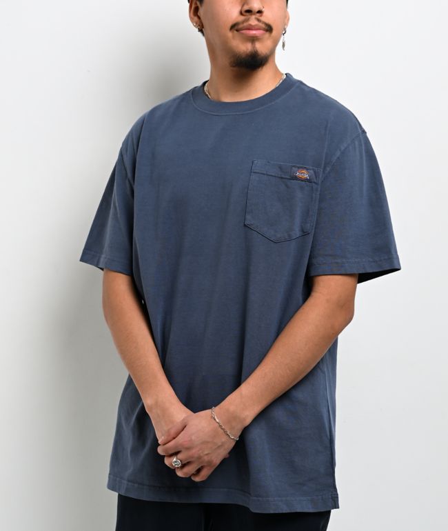Dickies Pigment Dye Blue Heavyweight Pocket T-Shirt - Dickies