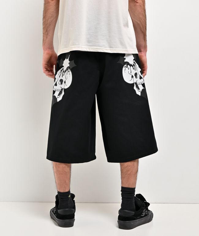 Ed Hardy Skulls Black Twill Shorts - Ed Hardy
