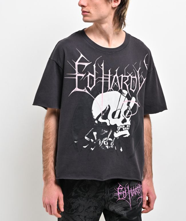 Ed Hardy Spider Skull Grey T-Shirt - Ed Hardy