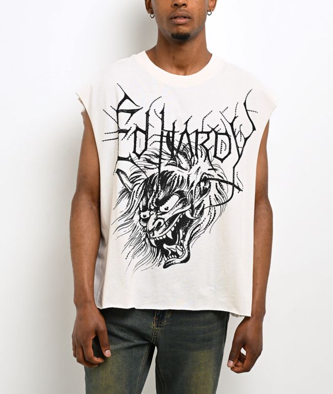 Ed Hardy Demons Head Natural Crop Tank Top - Ed Hardy