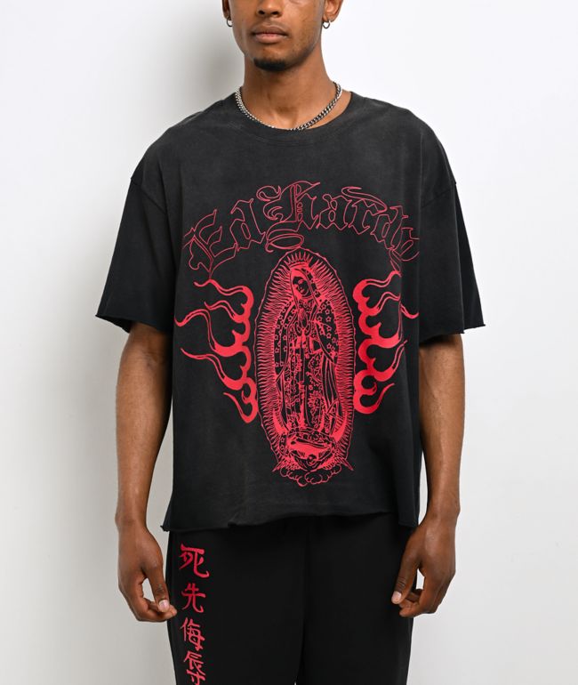 Ed Hardy Mary Dragons Black Boxy Crop T-Shirt - Ed Hardy