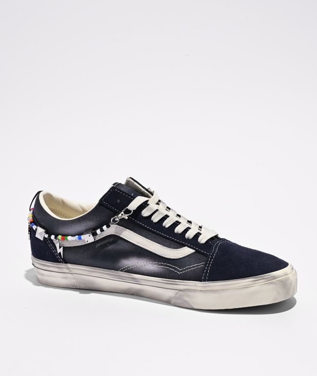 Vans Old Skool Paris Night Distressed Blue Skate Shoes - Vans
