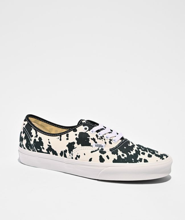 Vans Authentic Cow Print Black & Marshmallow White Skate Shoes - Vans