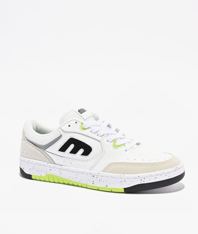 Etnies Loot White, Black & Green Skate Shoes - etnies