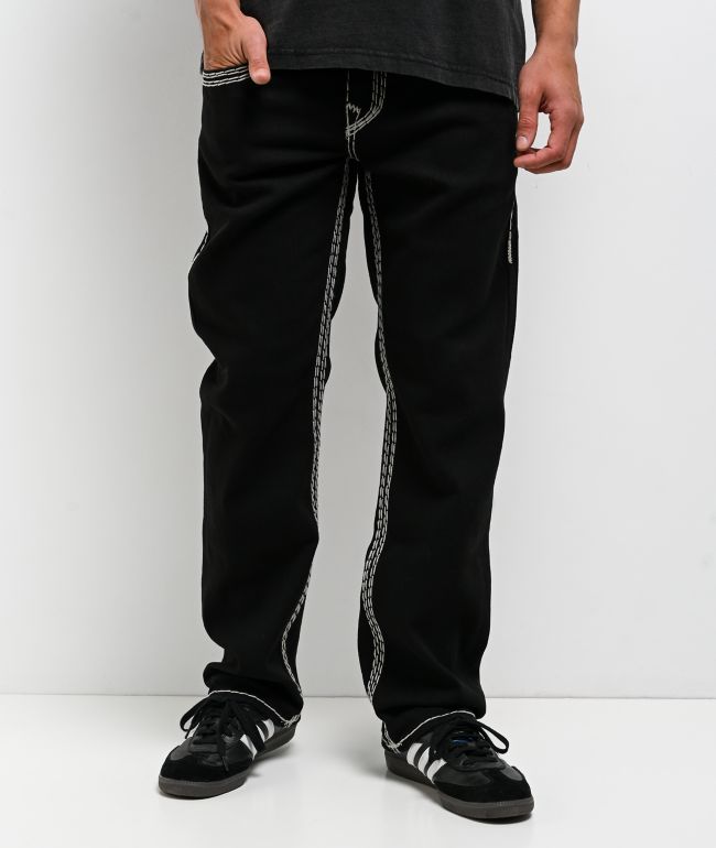 True Religion Ricky Super T Flap Black Wash Straight Leg Jeans