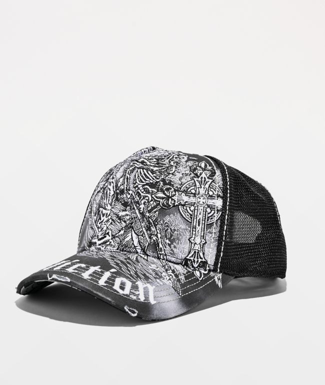 Affliction Mortal Veil Black Trucker Hat - Affliction