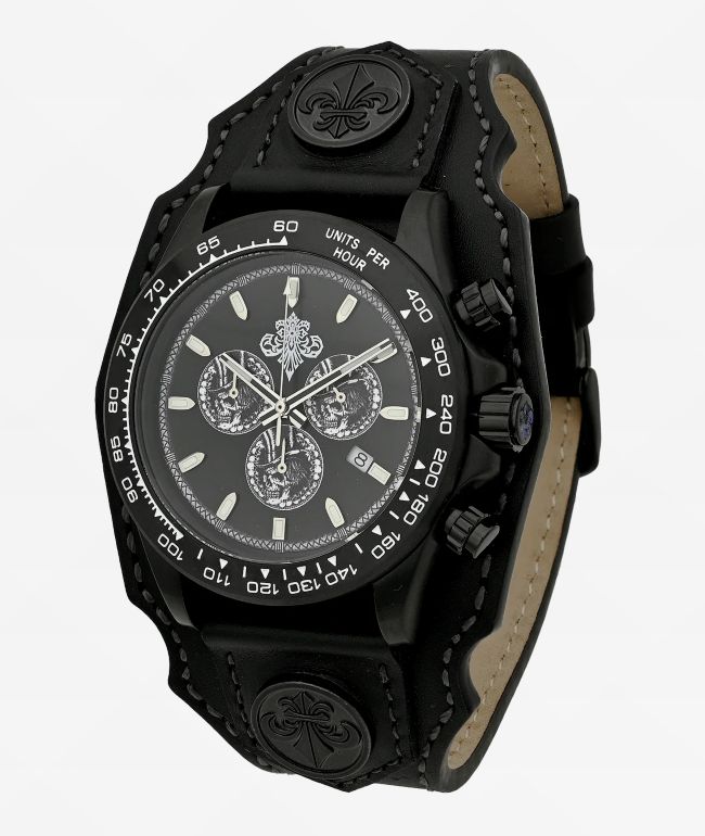 Affliction Death Hat Black & White Analog Watch - Affliction