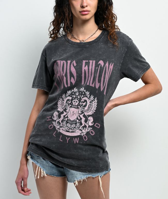 Paris Hilton Hollywood Black Wash T-Shirt - 