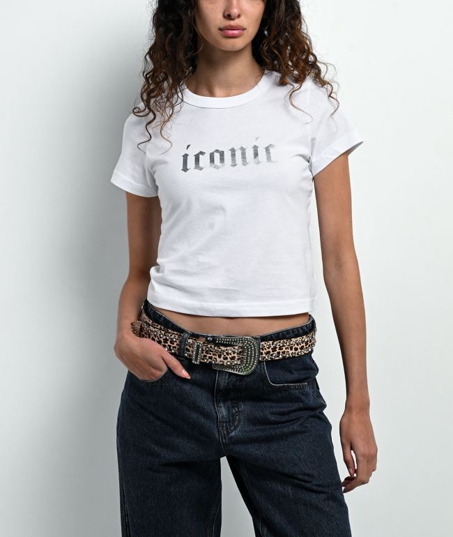Paris Hilton Iconic White Crop T-Shirt - 