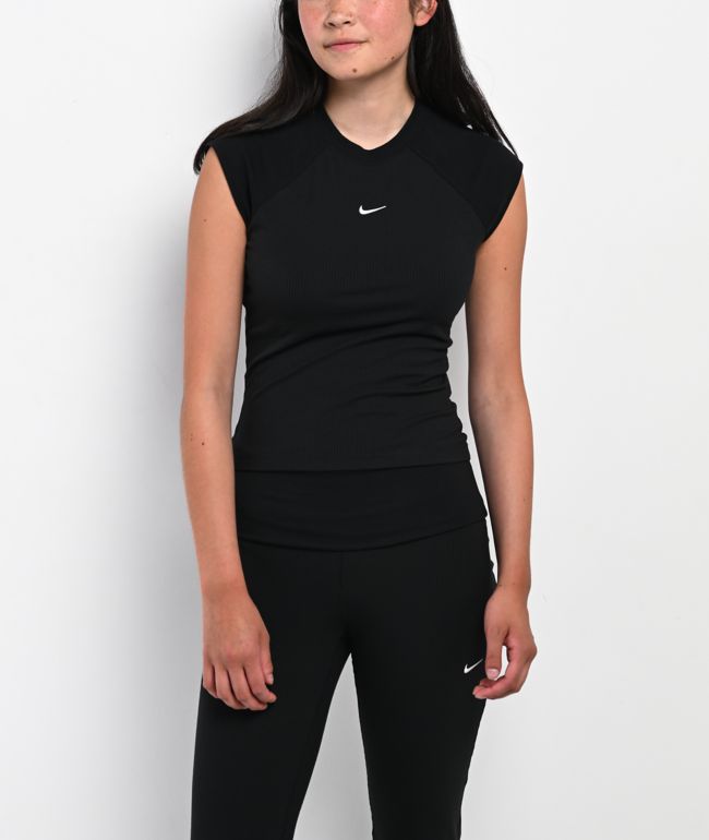 Nike Sportswear Chill Knit Ribbed Black T-Shirt - Nike