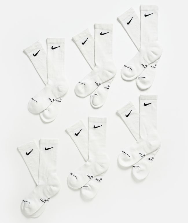 Nike Everyday Elevated White 6 Pack Crew Socks - Nike