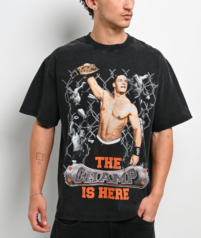 The Champ Is Here Black Wash T-Shirt - WWE