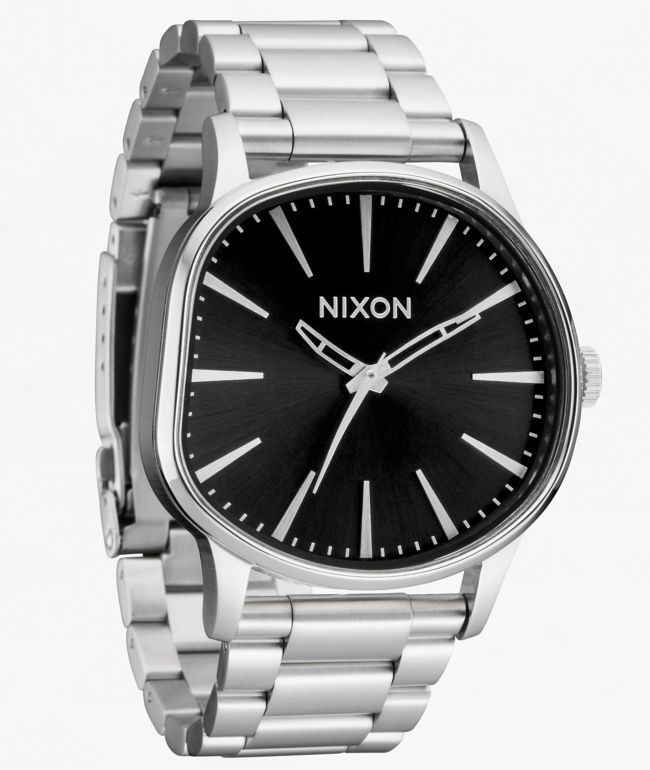 Nixon Sentry Wobble Silver & Black Sunray Analog Watch - Nixon Watches