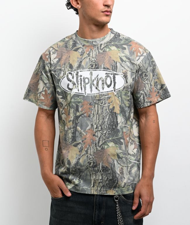 Welcome x Slipknot Oval Logo Green Camo T-Shirt - Welcome Skateboards