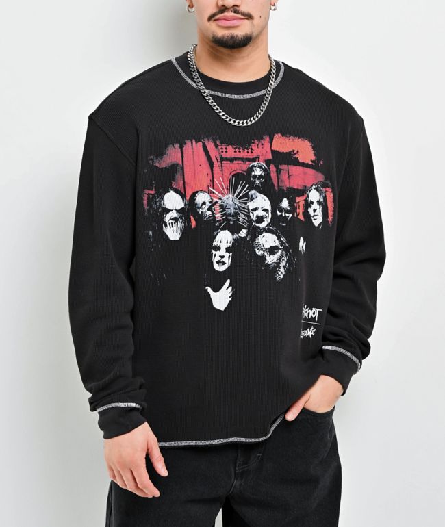Welcome x Slipknot Contrast Stitch Black Thermal Long Sleeve T-Shirt - Welcome Skateboards