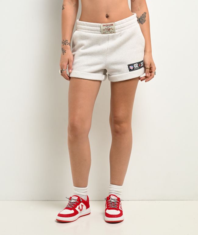 True Religion Sporty Patch Heather Oatmeal Sweat Shorts - True Religion