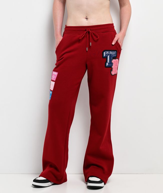 True Religion Crystal Patch Red Straight Leg Sweatpants - True Religion