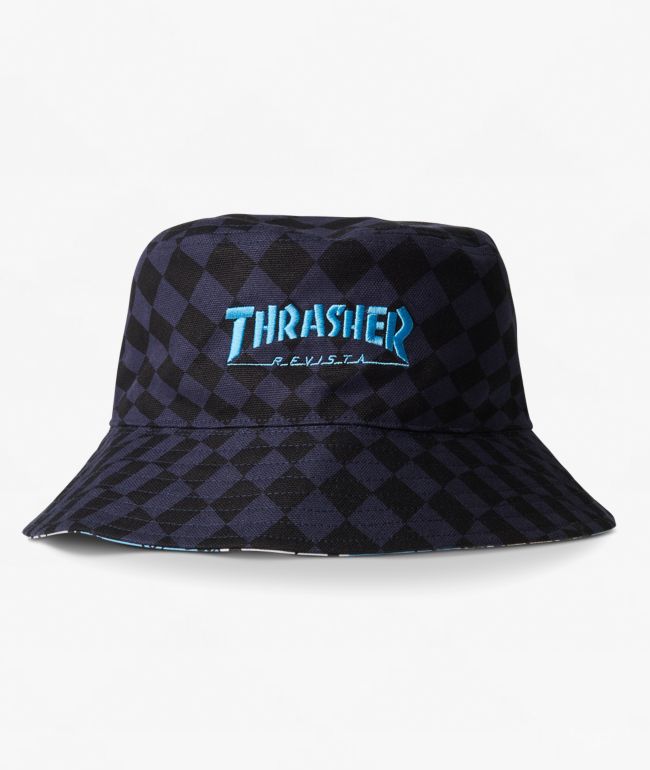 Thrasher x adidas x AFA Reversible Black & Blue Bucket Hat - adidas