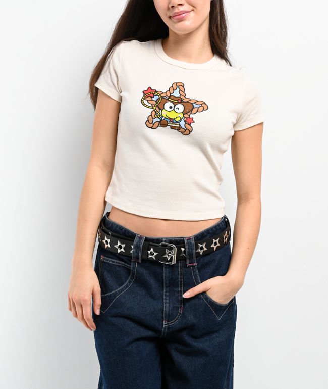 Hello Kitty® & Friends | A.LAB Keroppi™ Cowgirl Natural Crop T-Shirt - A.LAB
