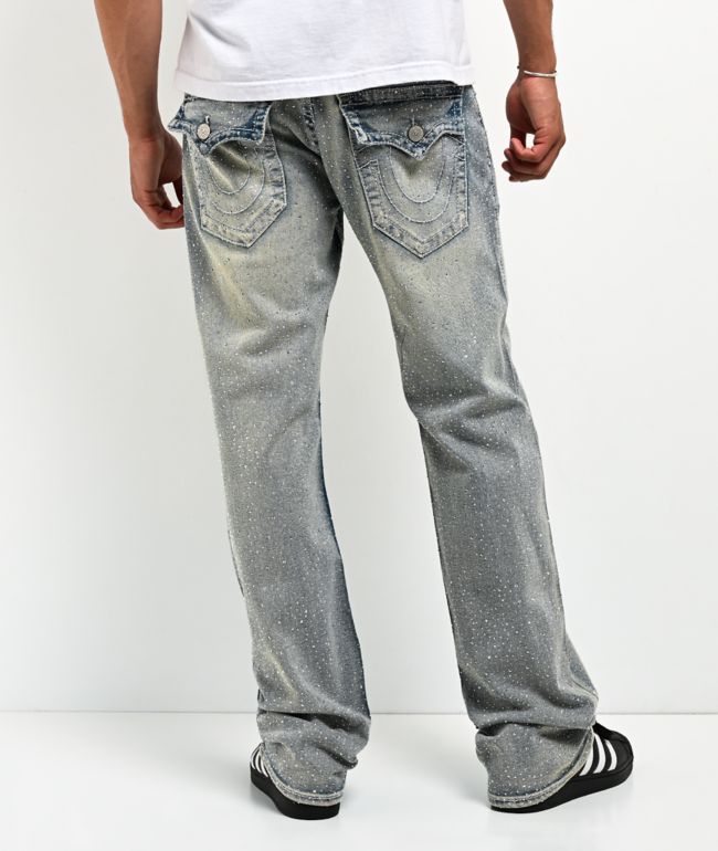 True Religion Billy Big T Rhinestone Grey Wash Bootcut Jeans - True Religion
