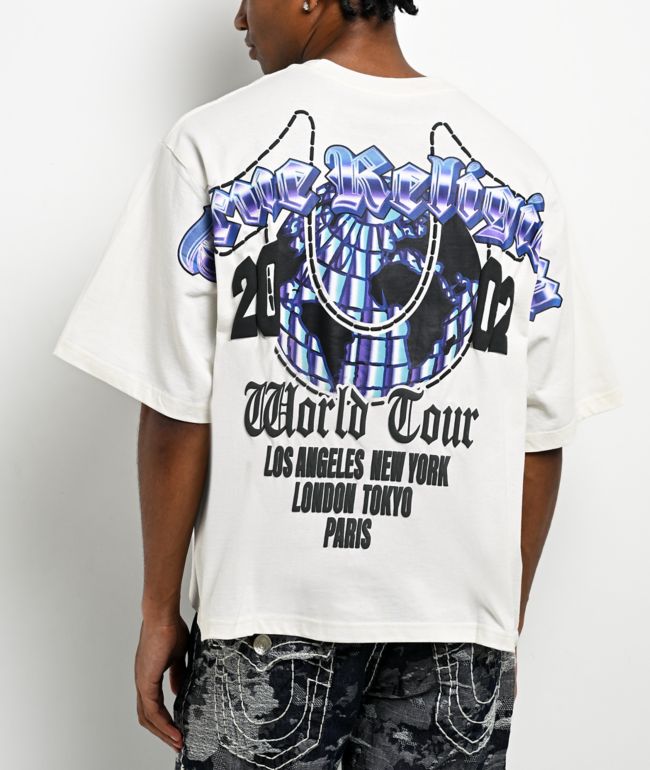 True Religion Chrome Logo Winter White Heavyweight Boxy T-Shirt - True Religion