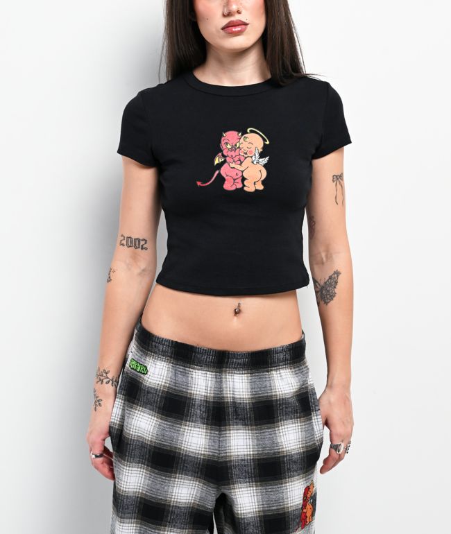 Empyre Heavenly Hugs Black Crop T-Shirt - Empyre