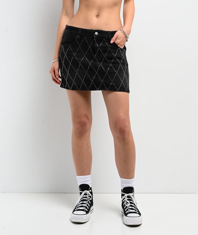 PTCL Rhinestone Diamond Black Mini Skirt - PTCL