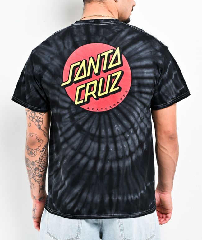 Santa Cruz Tie Dye Dot Black T-Shirt - Santa Cruz Skate