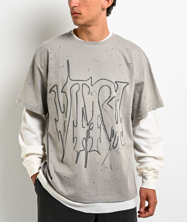 Vitriol From Ash White & Grey 2fer Long Sleeve T-Shirt - Vitriol