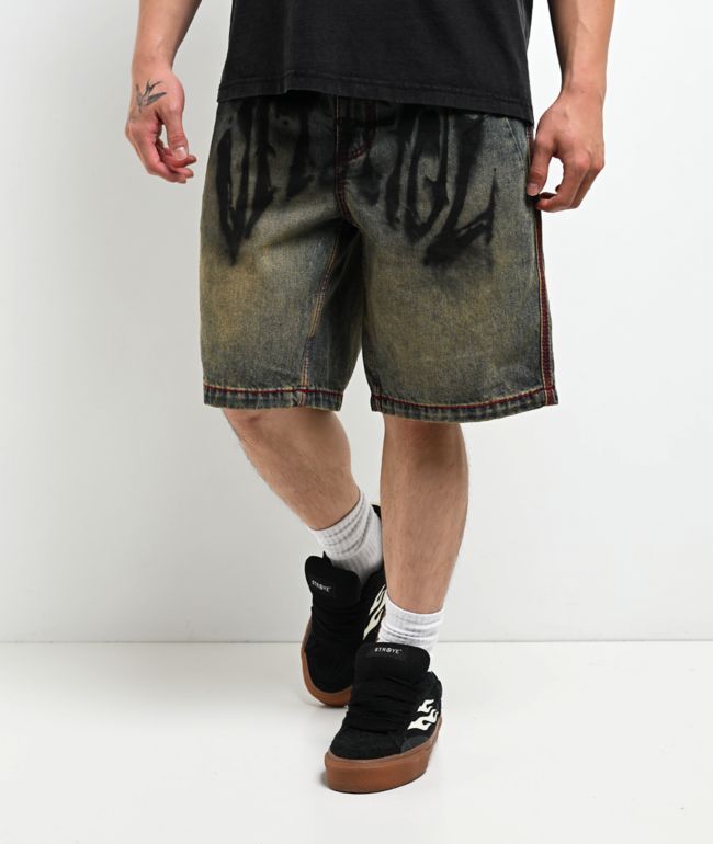Vitriol Riddle Loose Fit Denim Shorts - Vitriol