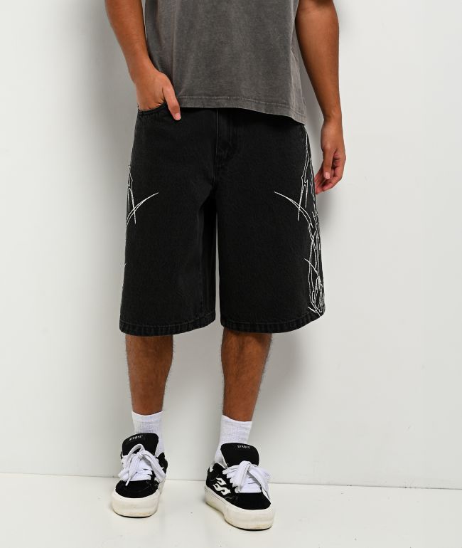 Vitriol Siphon Cyber Black Wash Ultra Wide Shorts - Vitriol