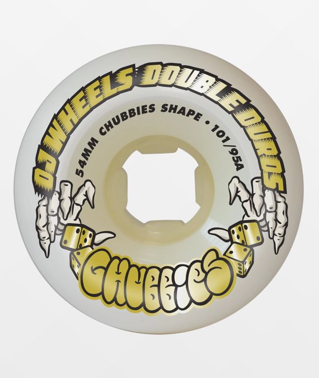 OJ Double Duro Chubbies 54mm 101a/95a White Skateboard Wheels - OJ Wheels