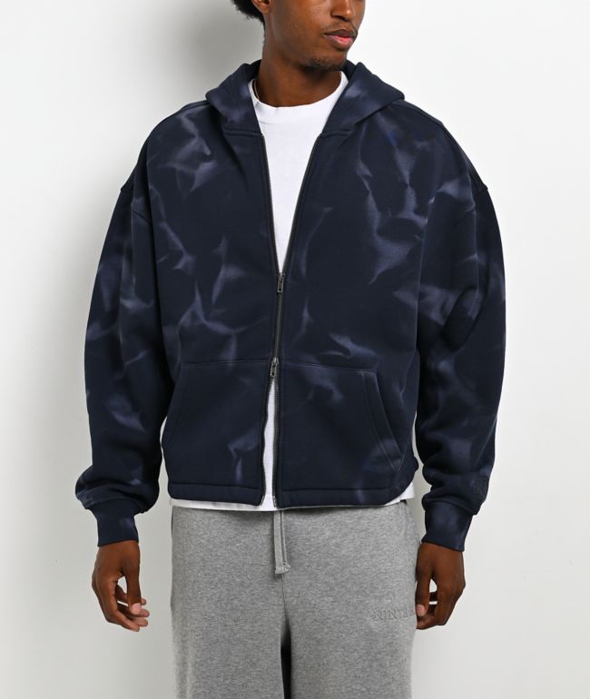 Ninth Hall Fundamentals Open Hem Purple Wash Crop Zip Hoodie - Ninth Hall Fundamentals